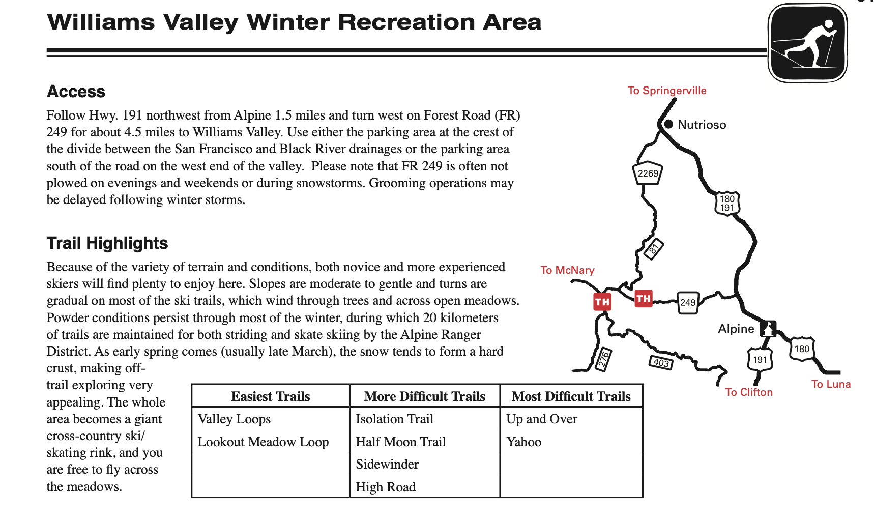 Williams Valley Winter Area